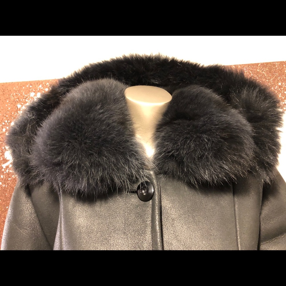 New Black Sherling Womens Coat like UGG - Real Fox - Picture 4 of 11